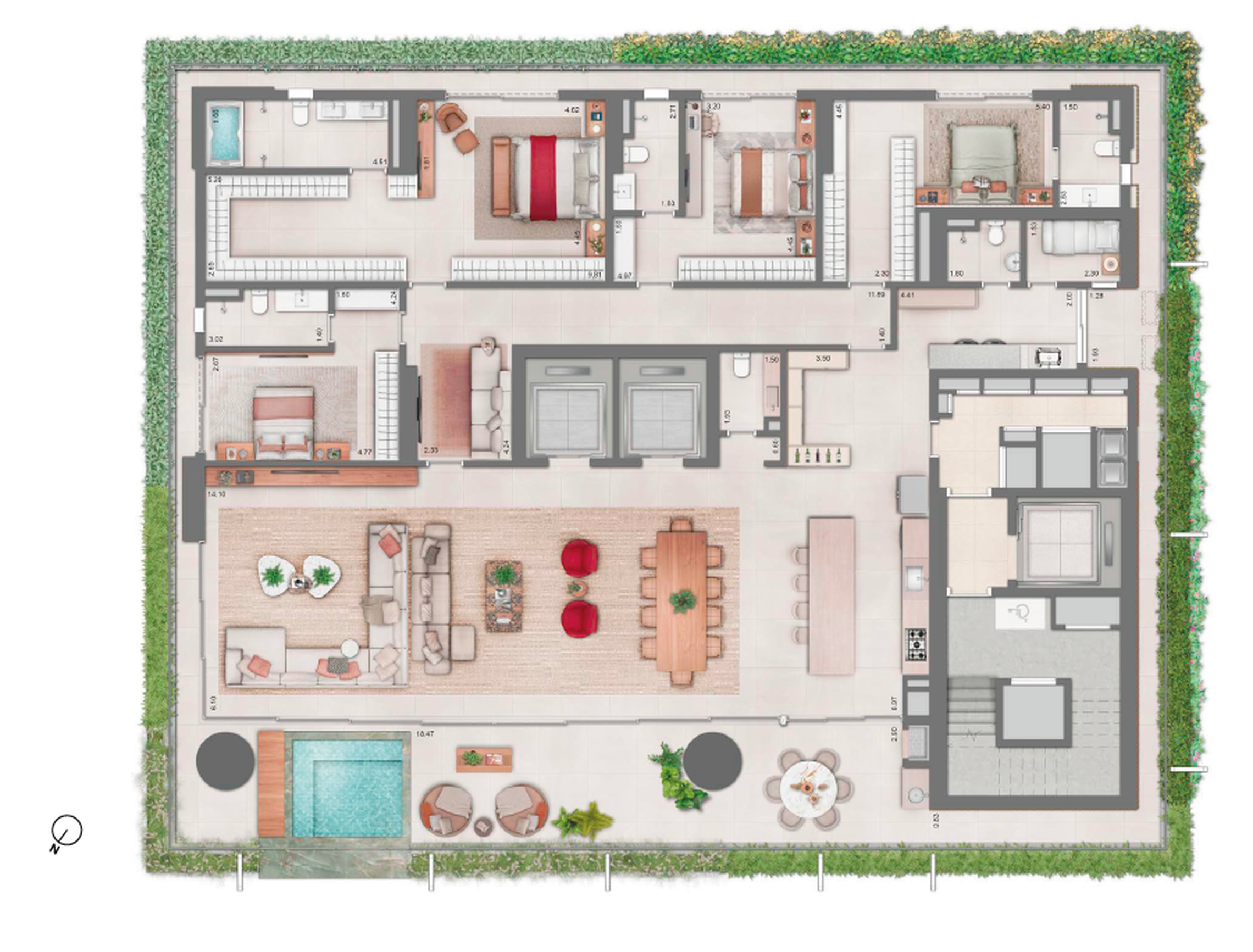 Planta 01 - 4 dorm 416m²