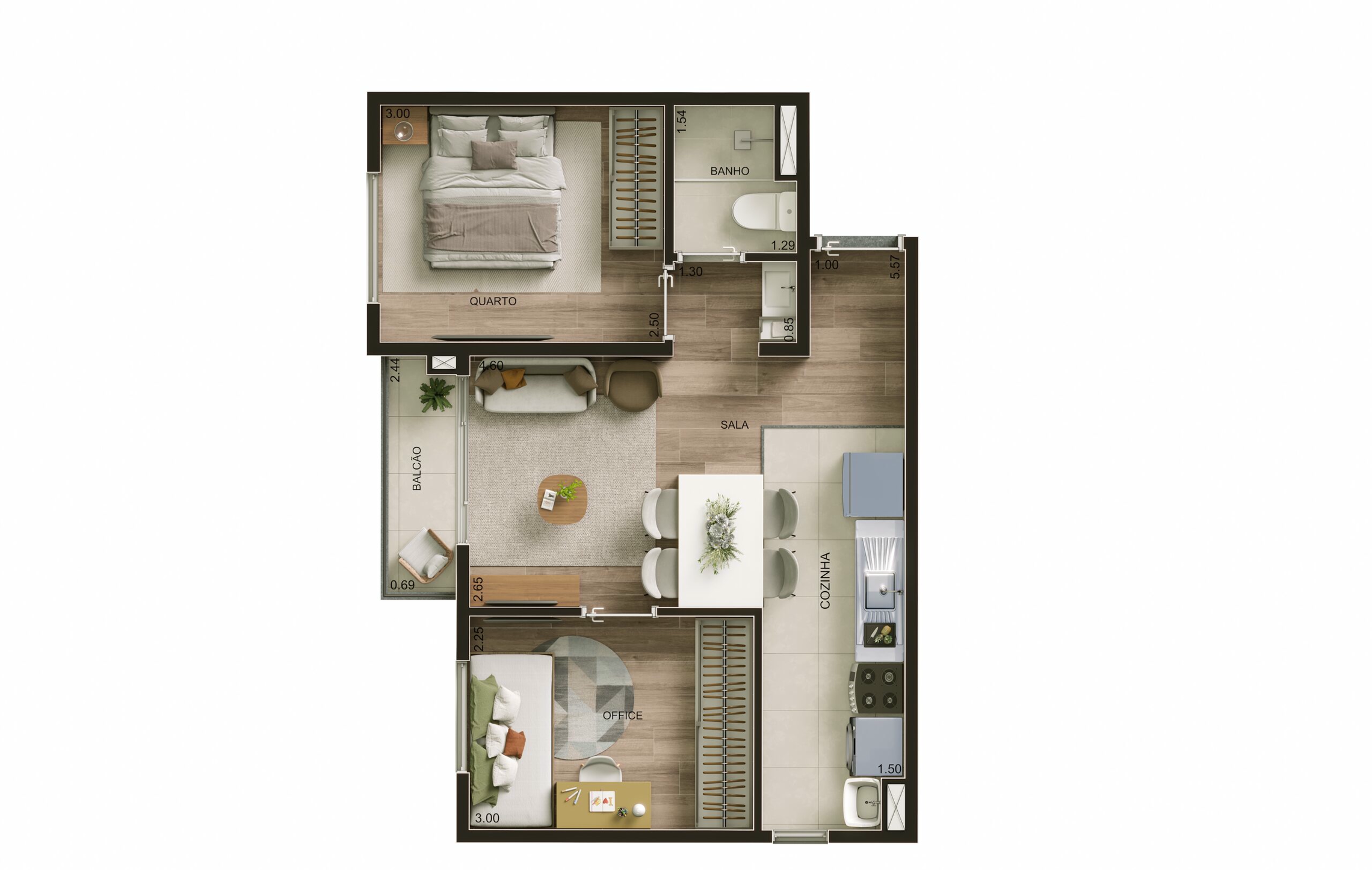 Planta 01 - 2 dorm 41m²
