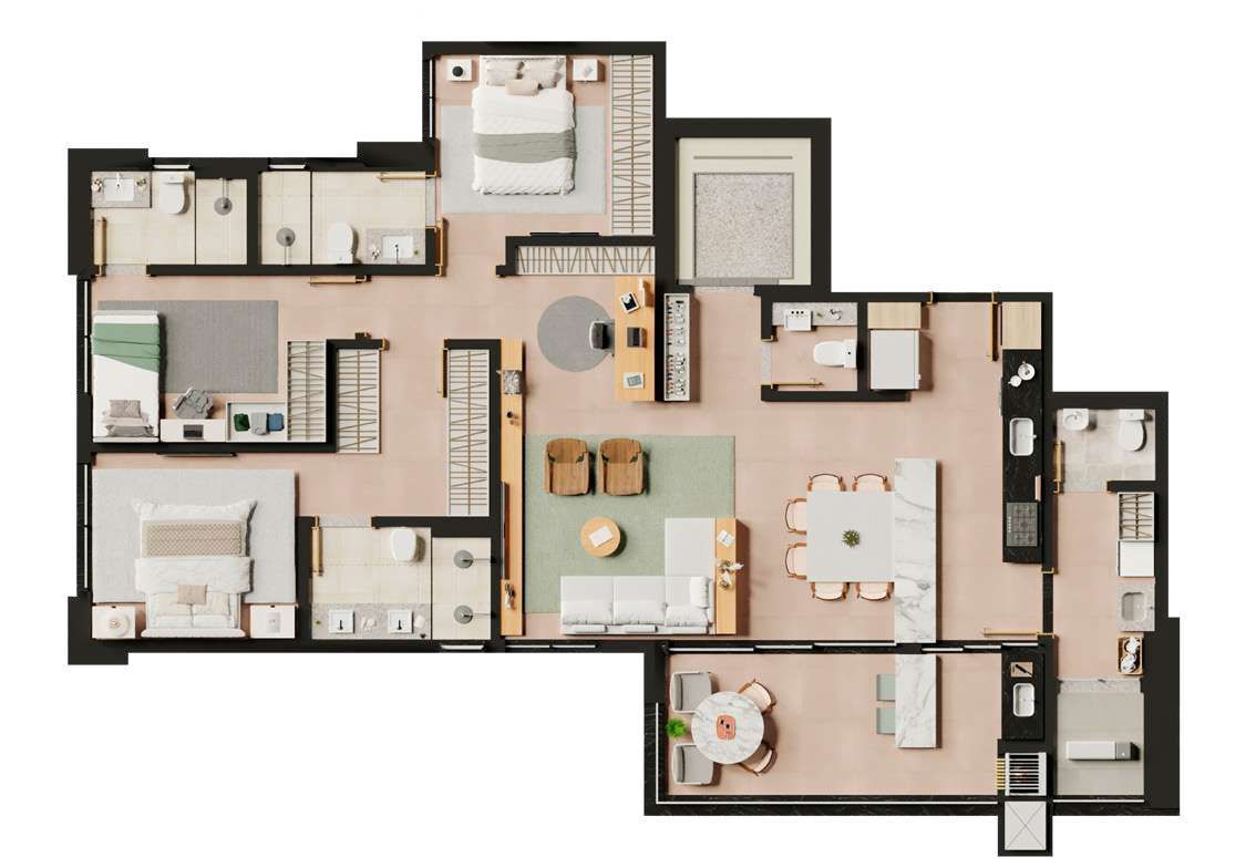 Planta 01 - 3 dorm 137 32m²
