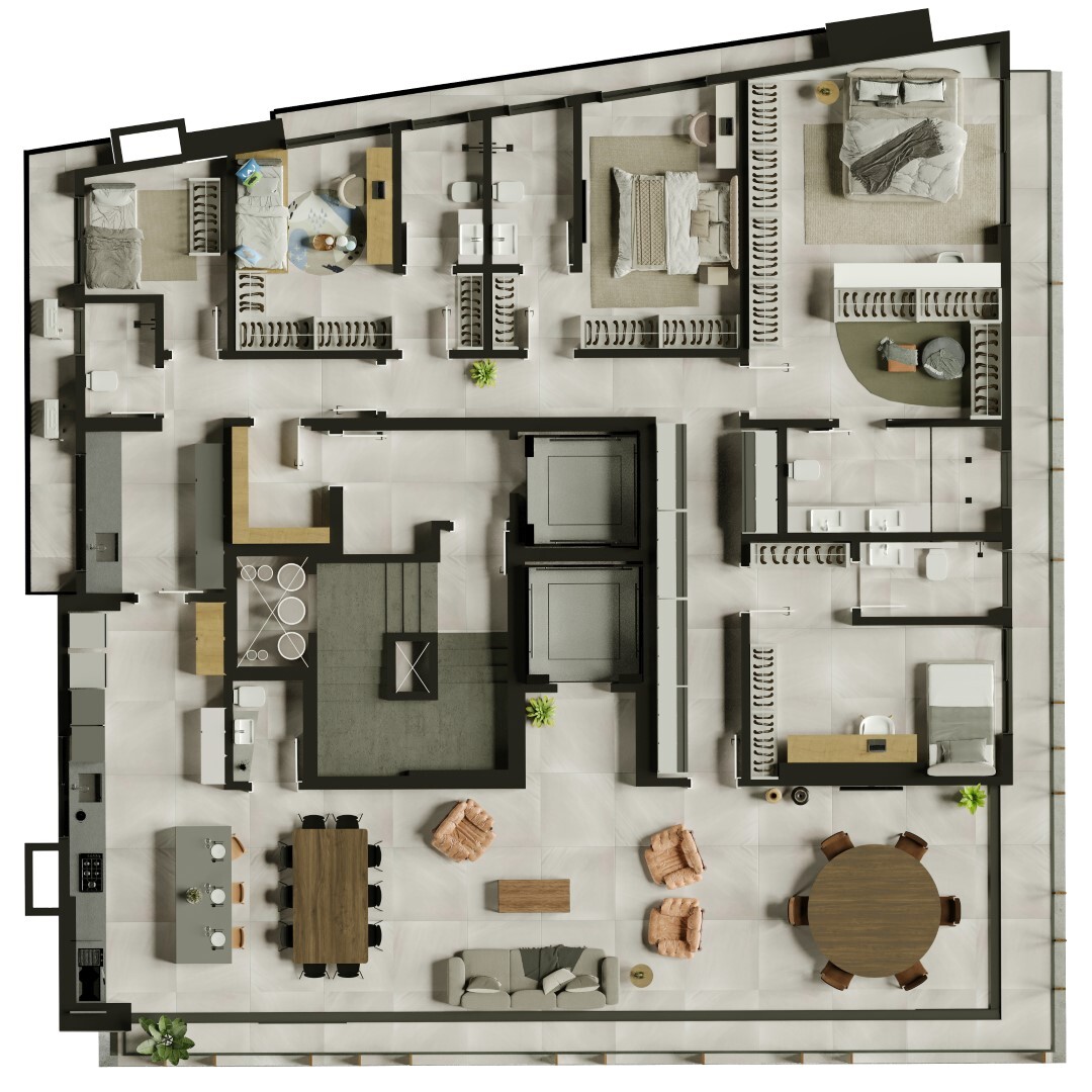 Planta 01 - 4 dorm 265m²