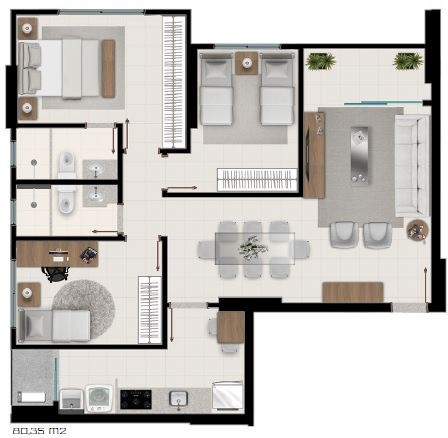 Planta 01 - 3 dorm 80 35m²