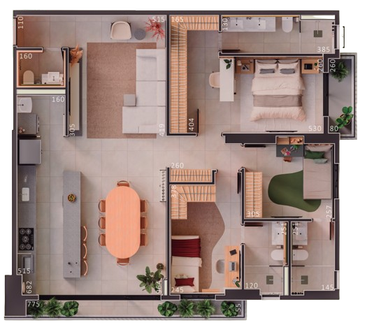 Planta 04 - 3 dorm 118m²