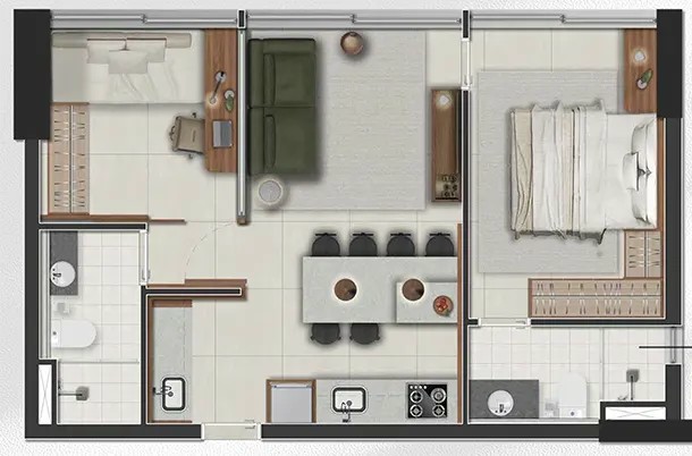Planta 01 - 2 dorm 53m²