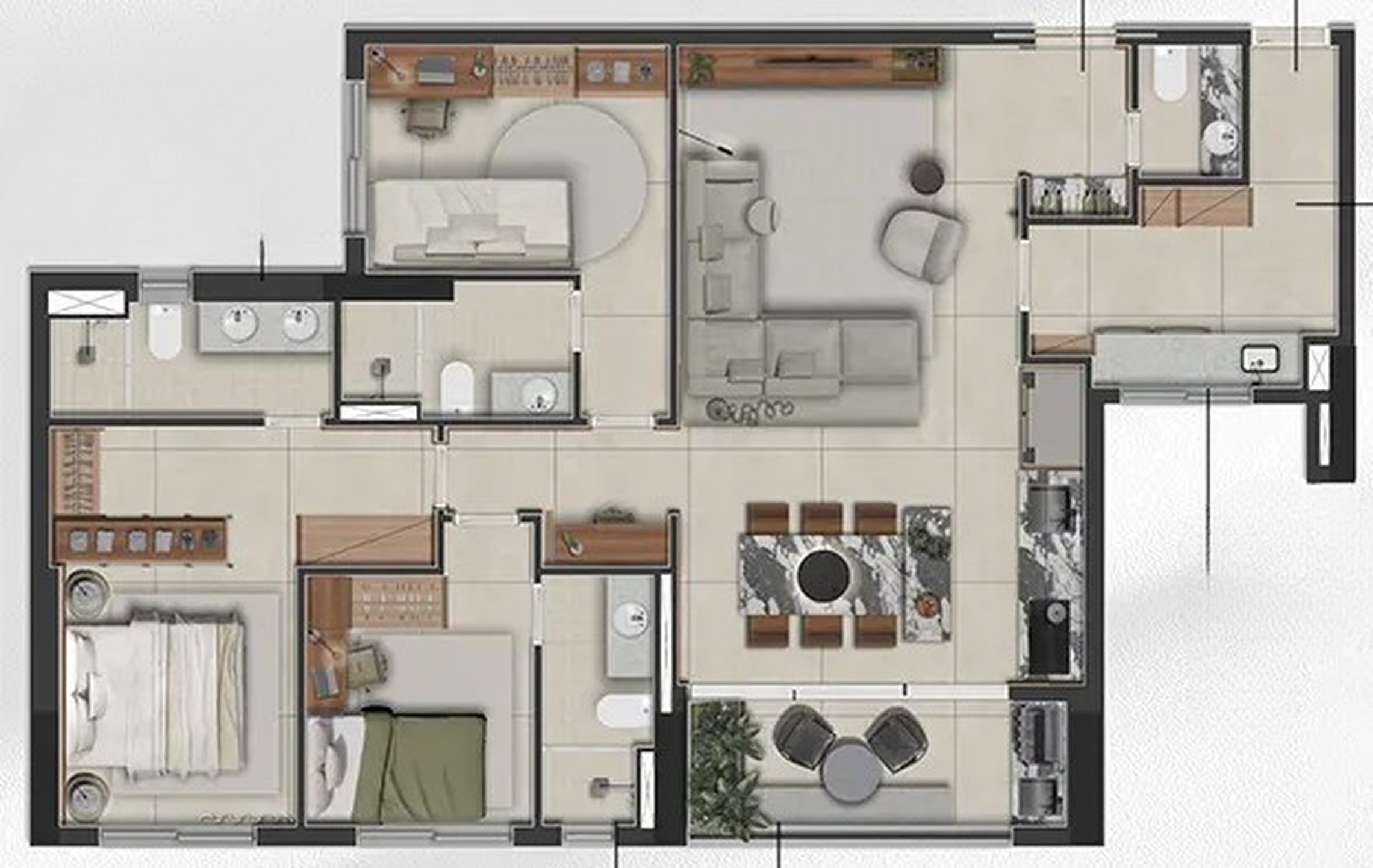 Planta 04 - 2 dorm 118m²