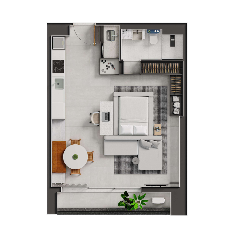 Planta 01 - 1 dorm 50m²