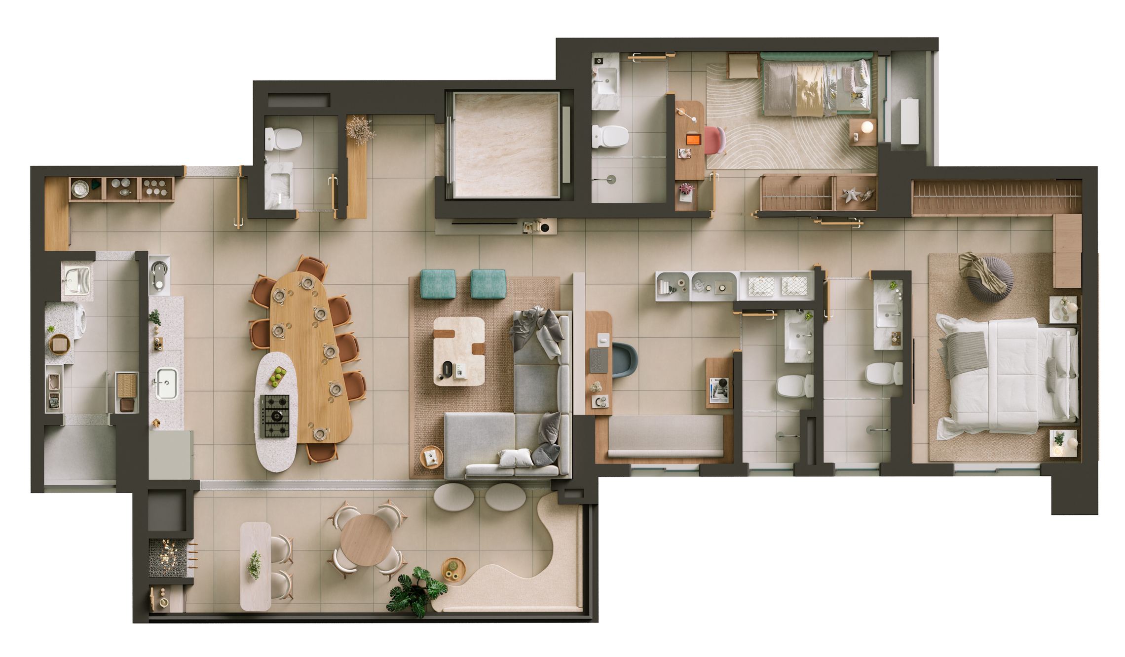 Planta 03 - 3 dorm 130m²