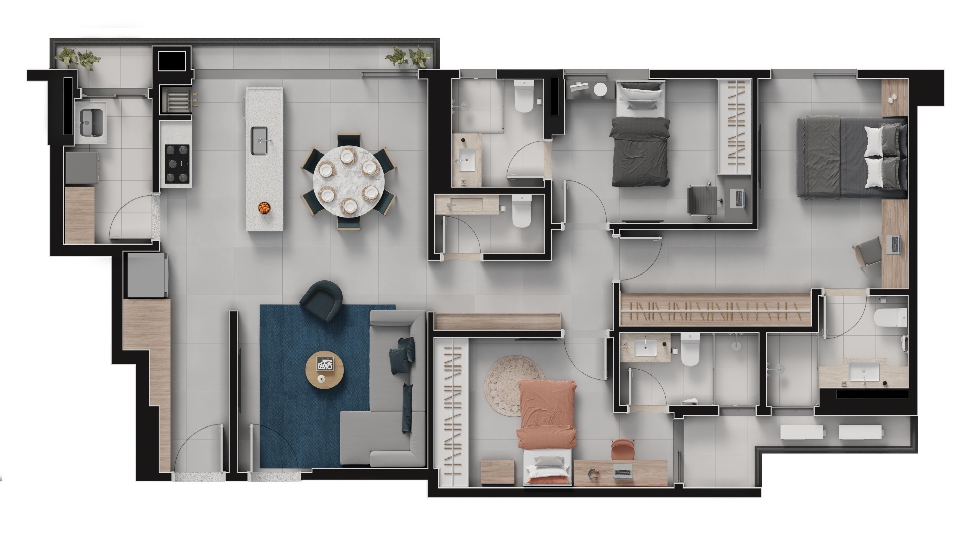 Planta 01 - 3 dorm 122m²