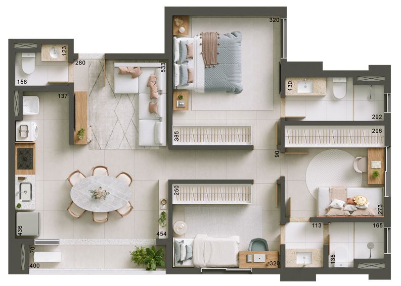Planta 05 - 3 dorm 77m²