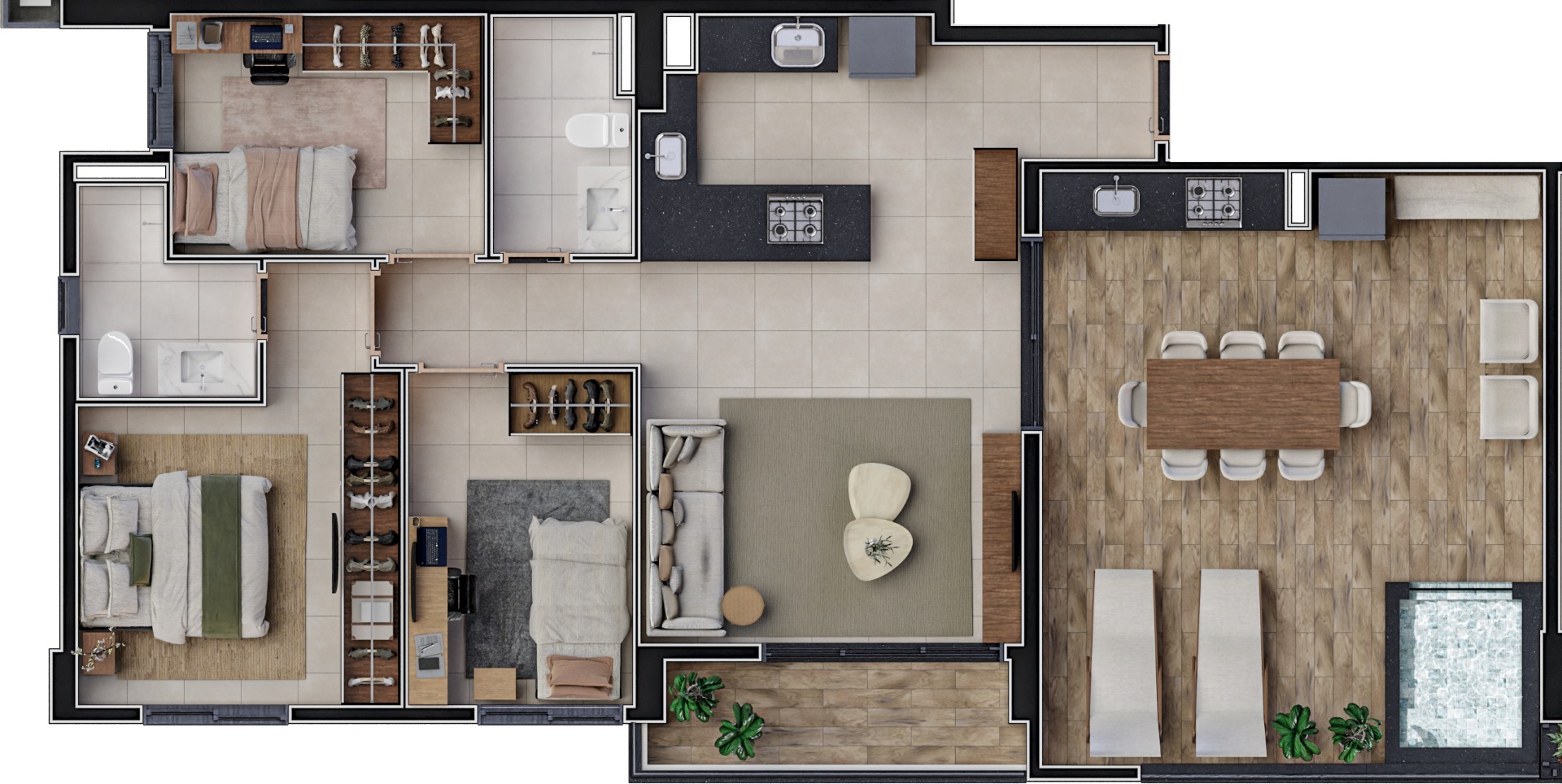 Planta 13 - 3 dorm 111,75m² - cobertura horizontal