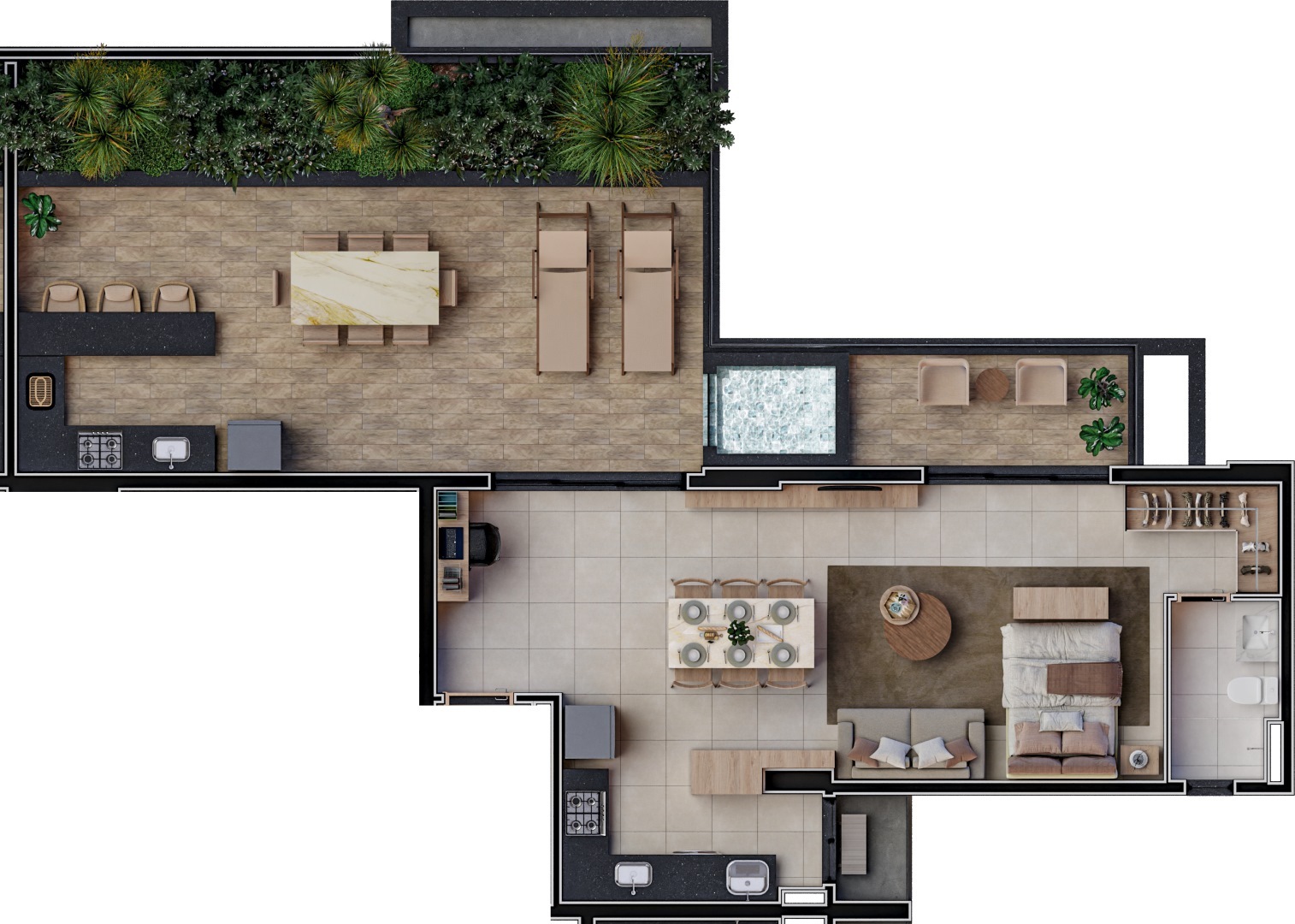 Planta 14 - 1 dorm 112,06m² - garden