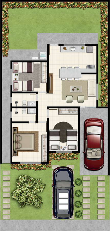 Planta 01 - 3 dorm 75m²