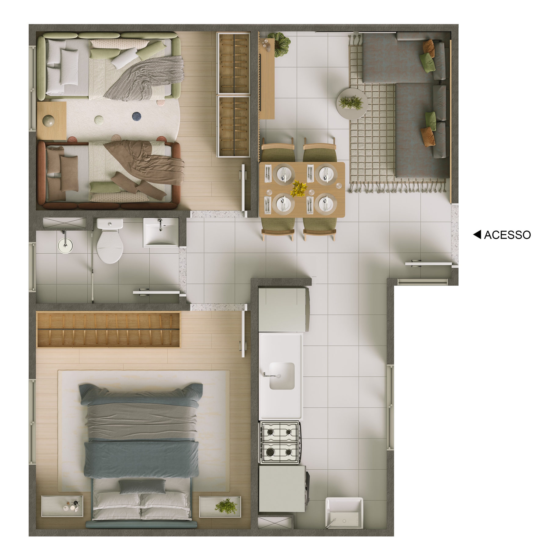 Planta 01 - 2 dorm 39,45m²