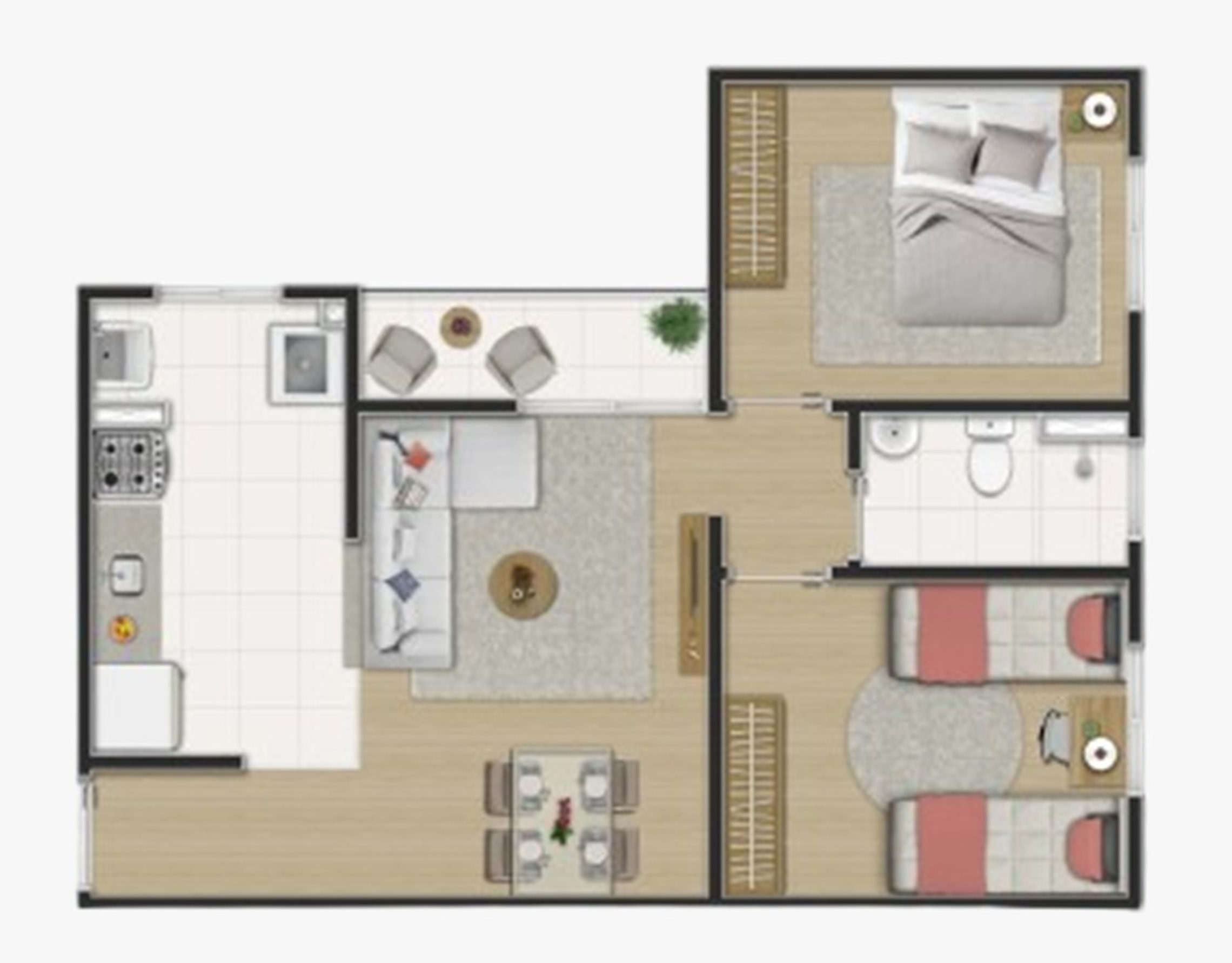 Planta 01 - 2 dorm 37,95m²